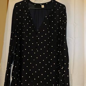 Navy blouse w/ white polka dots